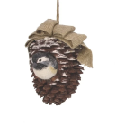 ornament dennenappel met vogel 